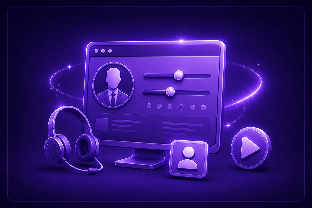 Create a Voicecenta AI employee with role, voice, personality and channels Create AI employee setup graphic