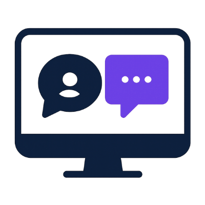 Test AI chatbot conversations on-screen with Voicecenta’s AI-powered live chat platform before going live.